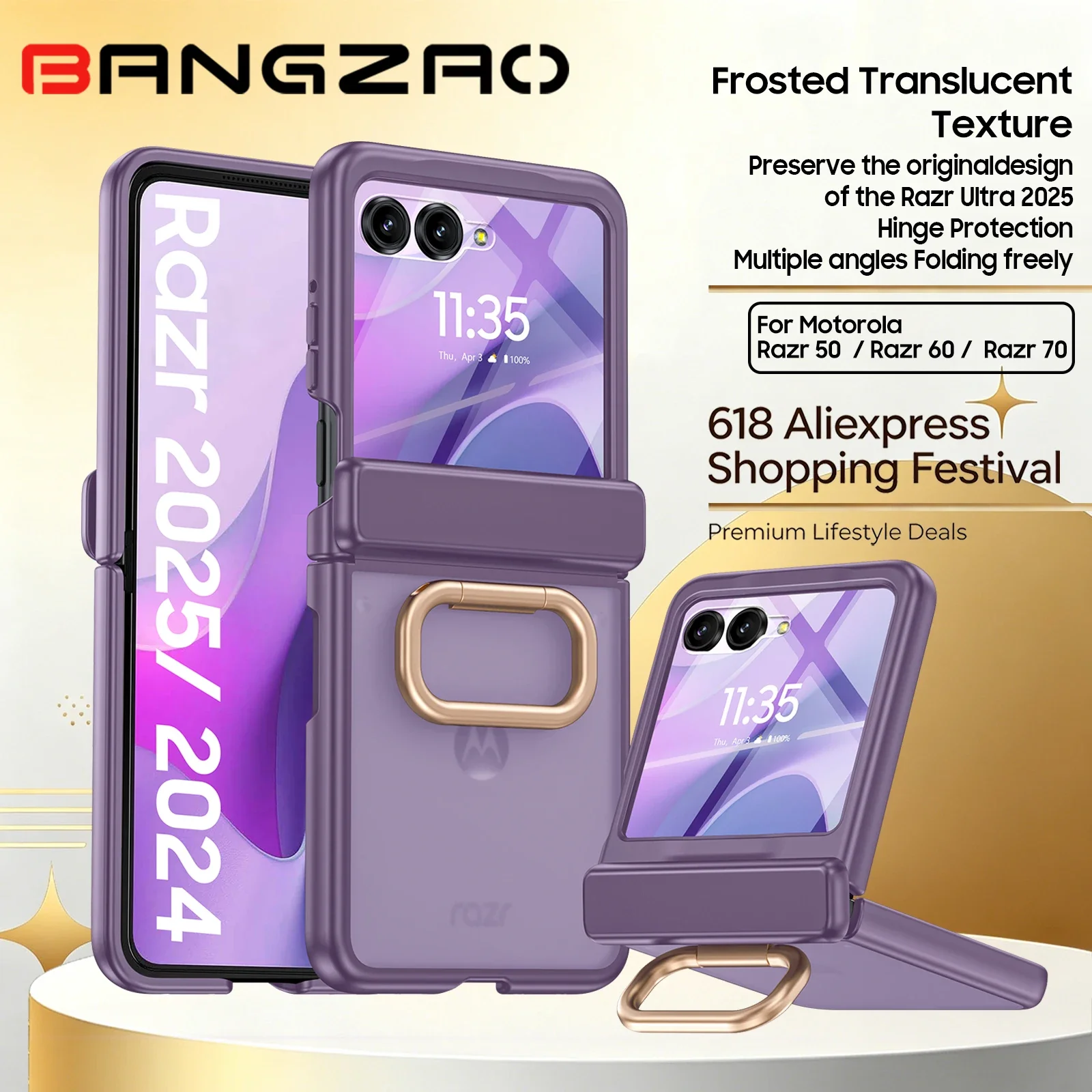 618 Deals! For Motorola Razr 50/60/70 Case,Military Grade Drop Proof,Built-in 180°Rotation Ring,Lens & Screen Guard-Purple
618 Deals! For Motorola Razr 50/60/70 Case,Military Grade Drop Proof,Built-in 180°Rotation Ring,Lens & Screen Guard-Purple