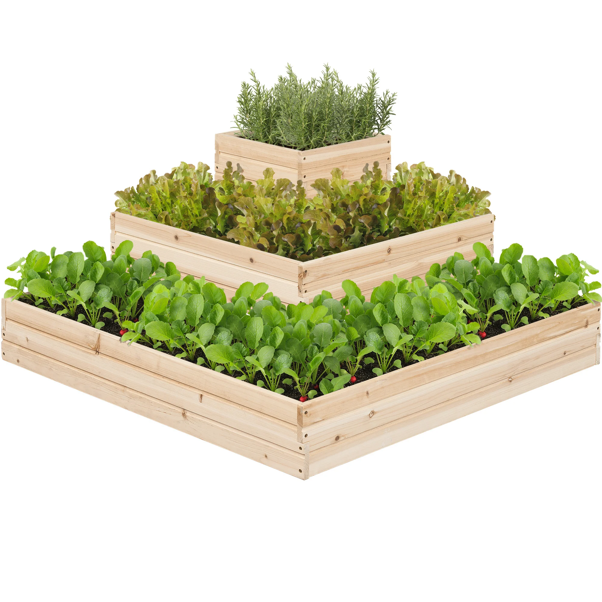 3-Tier Wood Raised Garden Bed Elevated Garden Bed Open-Bottom Planter for Yard/Greenhouse/Garden, Wood
3-Tier Wood Raised Garden Bed Elevated Garden Bed Open-Bottom Planter for Yard/Greenhouse/Garden, Wood