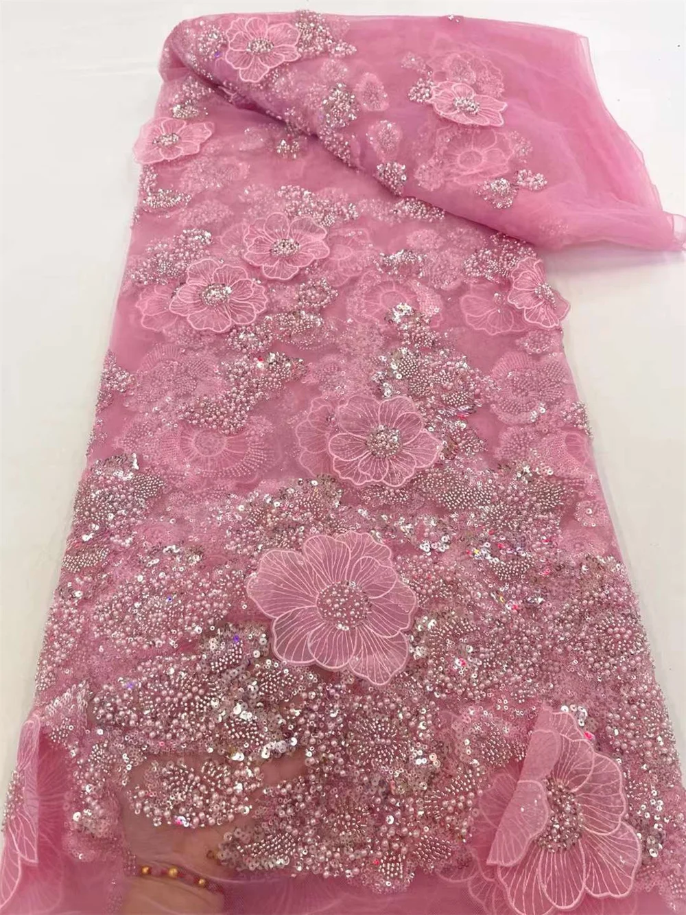 African Lace Fabric 5 Yards Pink Dress Women 3D Tulle Beaded French Lace fabric 2024 High Luxury Lace Material Fabric Wp344-1
African Lace Fabric 5 Yards Pink Dress Women 3D Tulle Beaded French Lace fabric 2024 High Luxury Lace Material Fabric Wp344-1