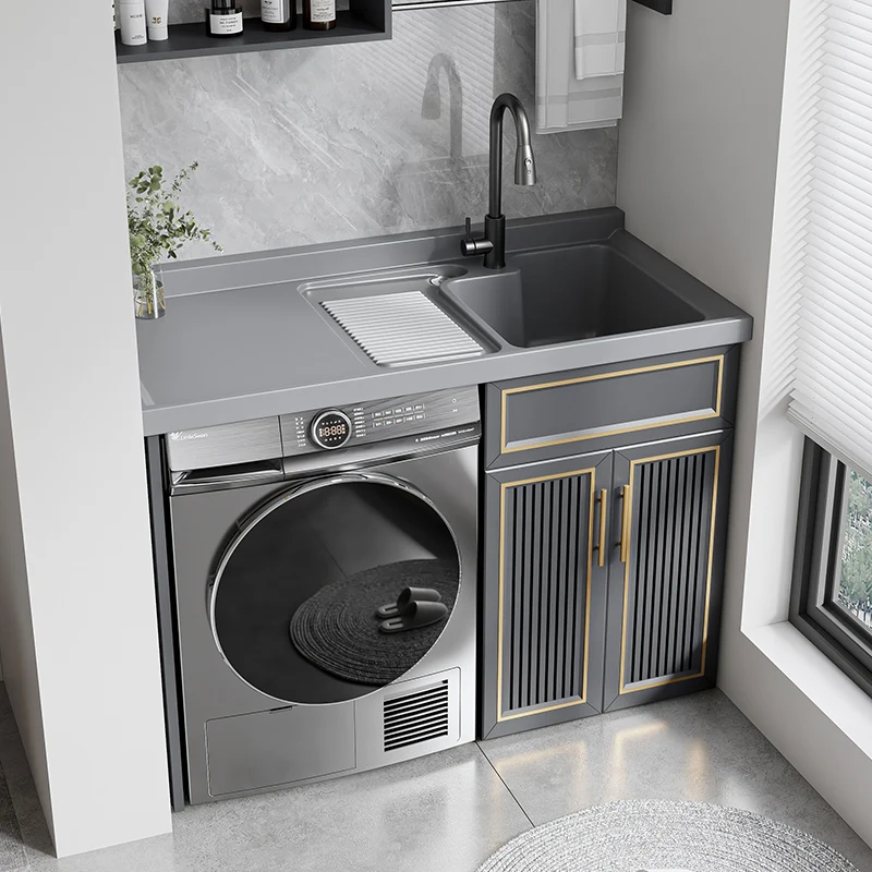 Space aluminum balcony washing machine cabinet, integrated basin combination cabinet significant other with washboard
Space aluminum balcony washing machine cabinet, integrated basin combination cabinet significant other with washboard