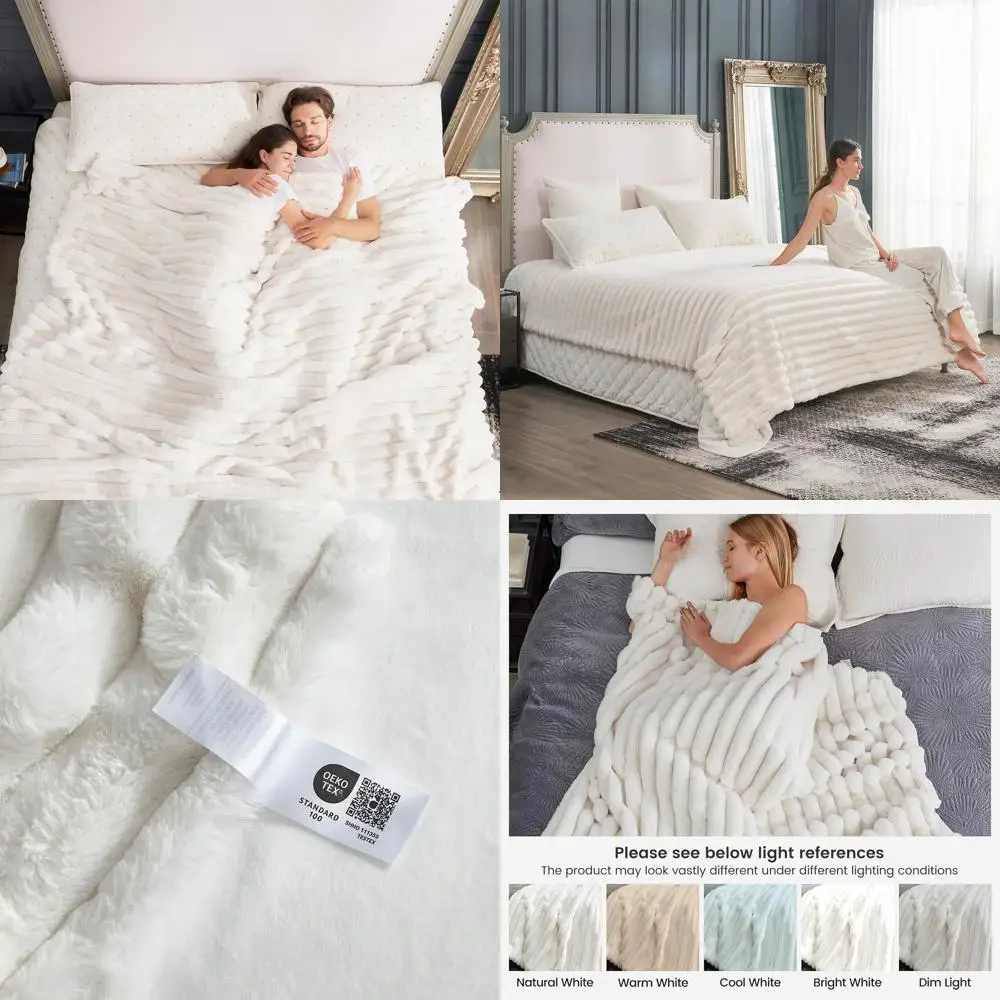 Cozy Cream White Striped Faux Fur Blanket, 90x90 Inches, Ideal for Sofa and Bedroom
Cozy Cream White Striped Faux Fur Blanket, 90x90 Inches, Ideal for Sofa and Bedroom