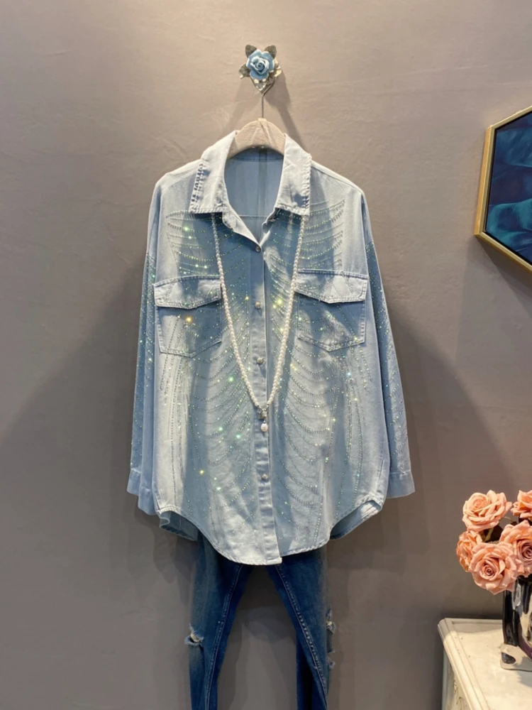 Fashion Diamonds Medium-long Blouse Cardigan Coat Causal Single Breasted Turn-down Collar Shirt 2025 Autumn New Tops
Fashion Diamonds Medium-long Blouse Cardigan Coat Causal Single Breasted Turn-down Collar Shirt 2025 Autumn New Tops