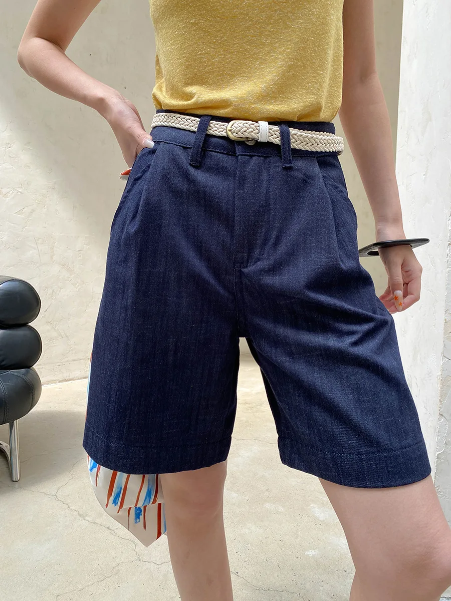 Summer women's casual solid color high waist straight leg wide leg denim shorts
Summer women's casual solid color high waist straight leg wide leg denim shorts
