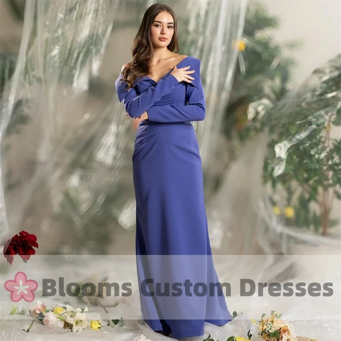 Blooms Long Sleeves Pleated Evening Dresses Turn-down Collar Elegant Women Off Shoulder Formal Occasion Party Dress For Prom
Blooms Long Sleeves Pleated Evening Dresses Turn-down Collar Elegant Women Off Shoulder Formal Occasion Party Dress For Prom