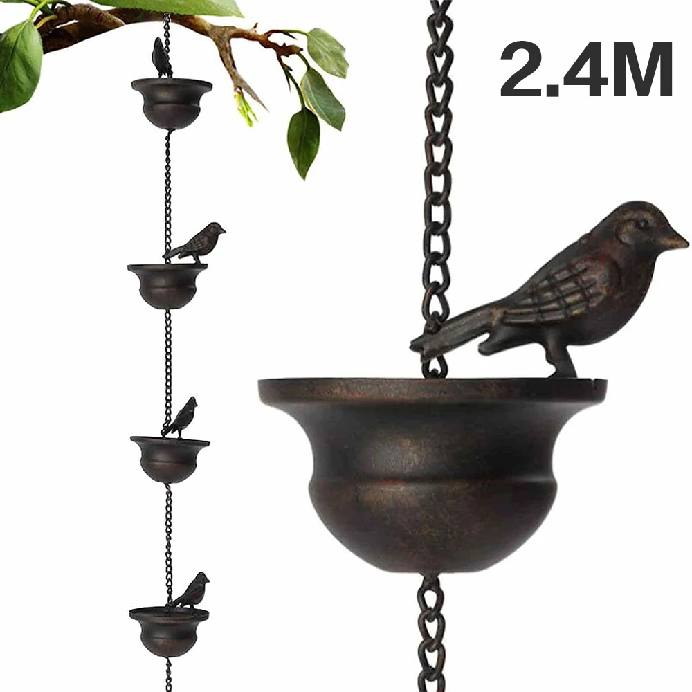 2.4m Metal Rain Chain Rain Catcher Creative Birds On Cups For Garden Display Pendant Decorations Gutter Roof Downspout Tool
2.4m Metal Rain Chain Rain Catcher Creative Birds On Cups For Garden Display Pendant Decorations Gutter Roof Downspout Tool
