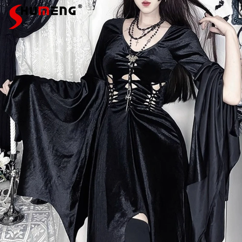 2025 Autumn Winter New Halloween Gothic Dark Witch Cosplay Dress Batwing Sleeves Witch Outfit Street Style Long Cool Y2k Dresses
2025 Autumn Winter New Halloween Gothic Dark Witch Cosplay Dress Batwing Sleeves Witch Outfit Street Style Long Cool Y2k Dresses