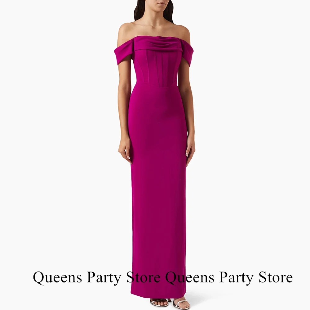 Simple Arabic Evening Dress Customized Off The Shoulder Boat Neck Pleat Back Slit Straight Formal Occasion Dresses Party Gown
Simple Arabic Evening Dress Customized Off The Shoulder Boat Neck Pleat Back Slit Straight Formal Occasion Dresses Party Gown