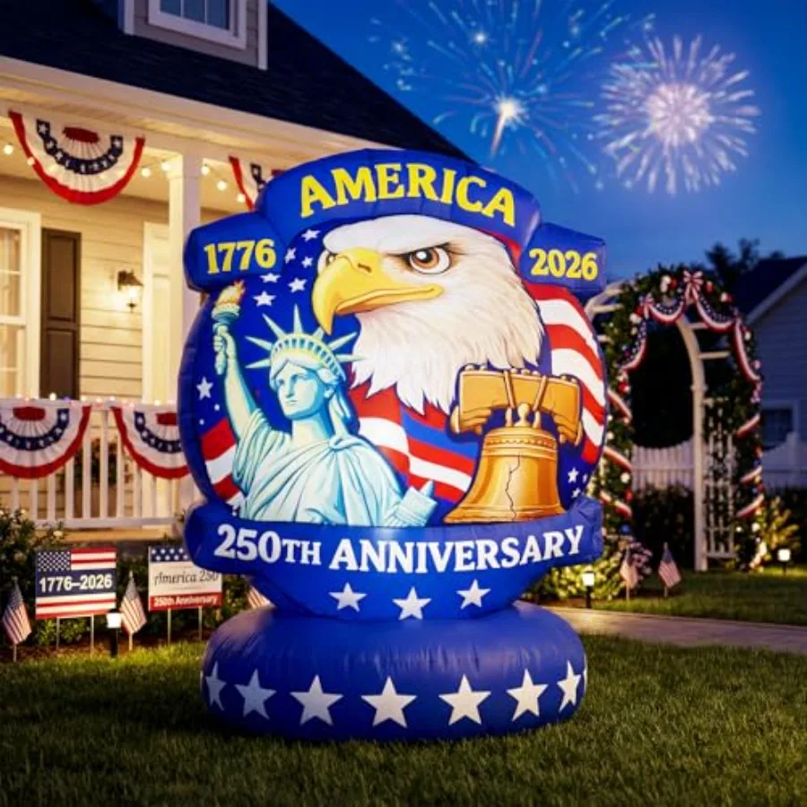 5FT Patriotic America 250th Anniversary Inflatable, 1776 2026 Bald Eagle Blow Up Outdoor Yard Decoration for Independence Day C
5FT Patriotic America 250th Anniversary Inflatable, 1776 2026 Bald Eagle Blow Up Outdoor Yard Decoration for Independence Day C
