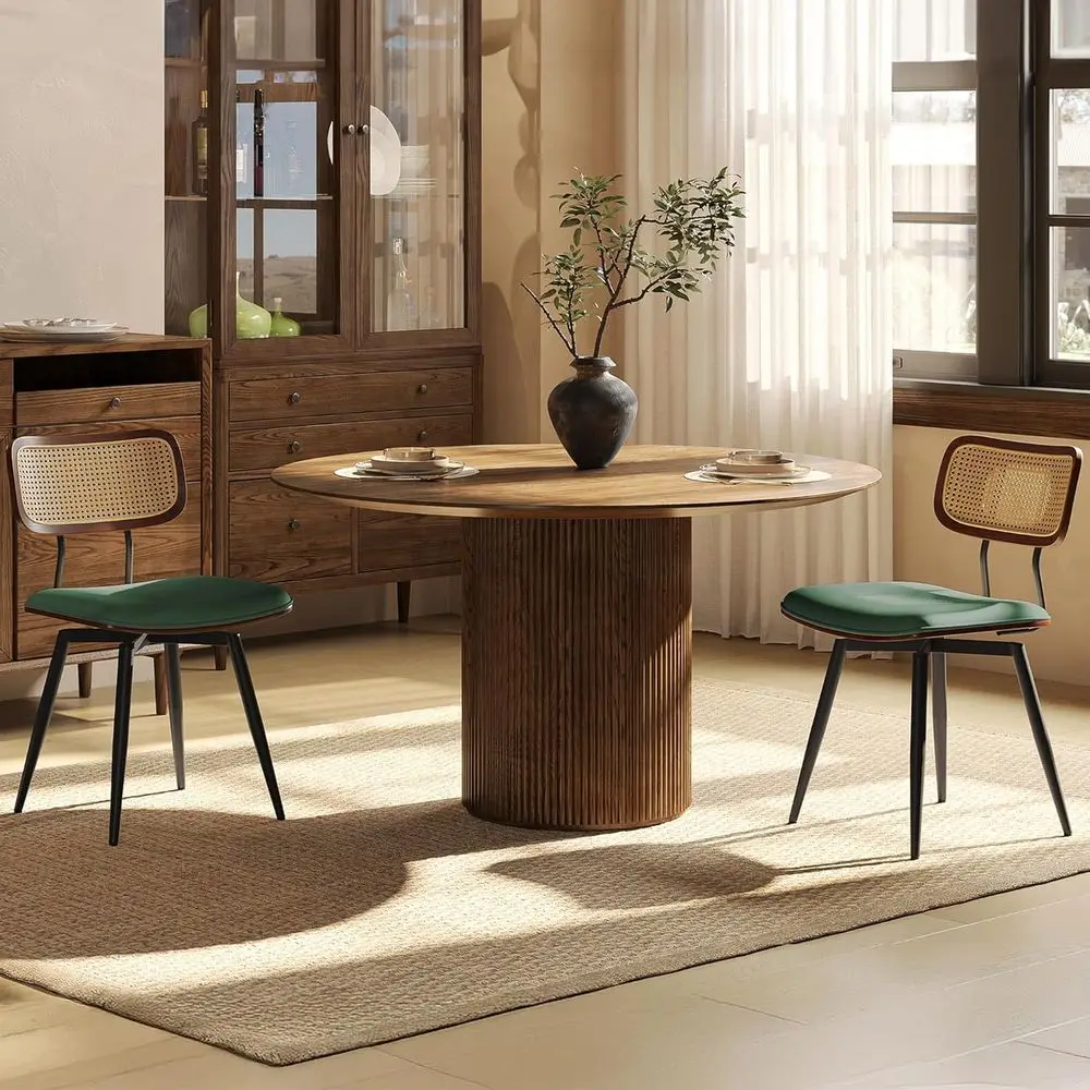 Swivel Leather & Rattan Dining Chairs Set of 2 with Walnut Finish, 360° Rotation for Kitchen/Living Room (Green)
Swivel Leather & Rattan Dining Chairs Set of 2 with Walnut Finish, 360° Rotation for Kitchen/Living Room (Green)