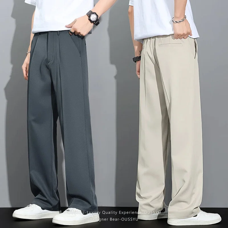 Men's Straight Leg Draping Suit Pants Business Elastic Waist Khaki Dark Gray Black Work Trousers Male Korean Style No Ironing
Men's Straight Leg Draping Suit Pants Business Elastic Waist Khaki Dark Gray Black Work Trousers Male Korean Style No Ironing