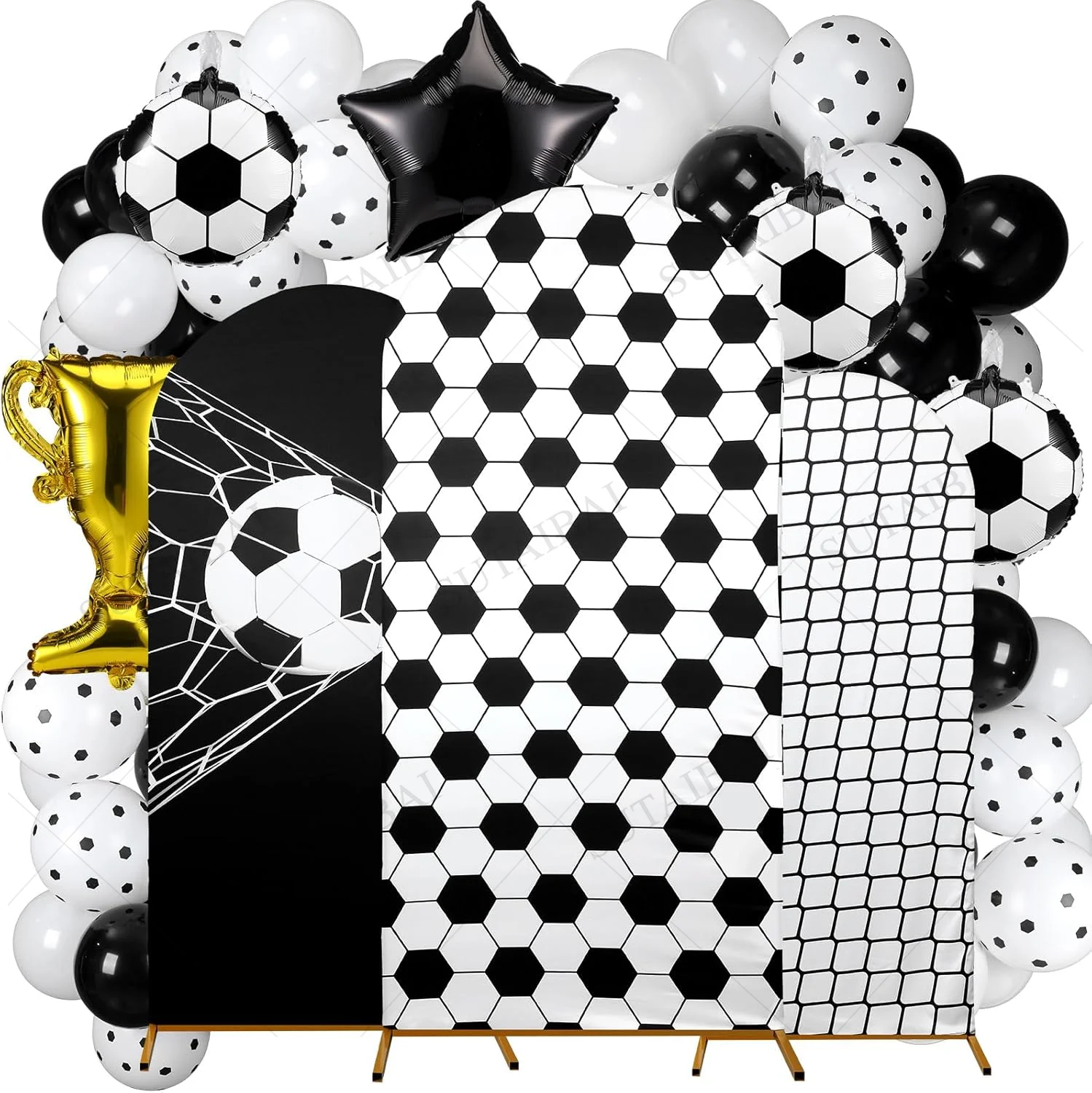 Spandex Arch Backdrop Cover Soccer Birthday Background Decoration Soccer Arch Backdrop Covers Black White Balloons for Sport
Spandex Arch Backdrop Cover Soccer Birthday Background Decoration Soccer Arch Backdrop Covers Black White Balloons for Sport