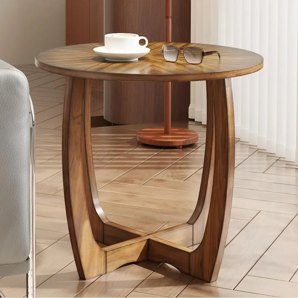 Walnut Large Round Side Table for Living Room, Easy Assembly, 23.6 Diameter, Bedroom Nightstand, Solid Wood CJZ-3223
Walnut Large Round Side Table for Living Room, Easy Assembly, 23.6 Diameter, Bedroom Nightstand, Solid Wood CJZ-3223