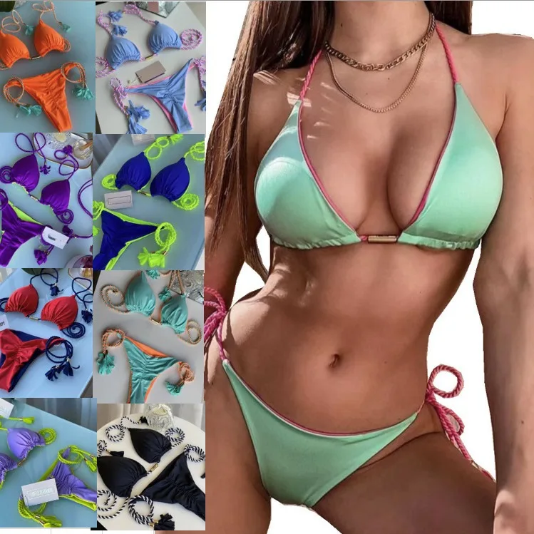 Sexy Rope Weaving Bikini Set Triangle Brazilian Separate Multicolor Swimwear for Women 2025 Summer
Sexy Rope Weaving Bikini Set Triangle Brazilian Separate Multicolor Swimwear for Women 2025 Summer