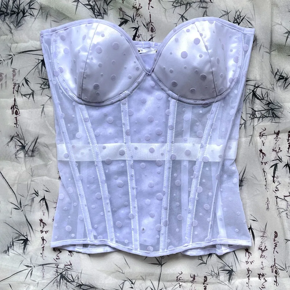 Women Transparent Mesh Corset Bustier With Cups Overbust Lace Up Steel Boned Strapless Bodices Shaping Waist Trainer Tube Tops
Women Transparent Mesh Corset Bustier With Cups Overbust Lace Up Steel Boned Strapless Bodices Shaping Waist Trainer Tube Tops