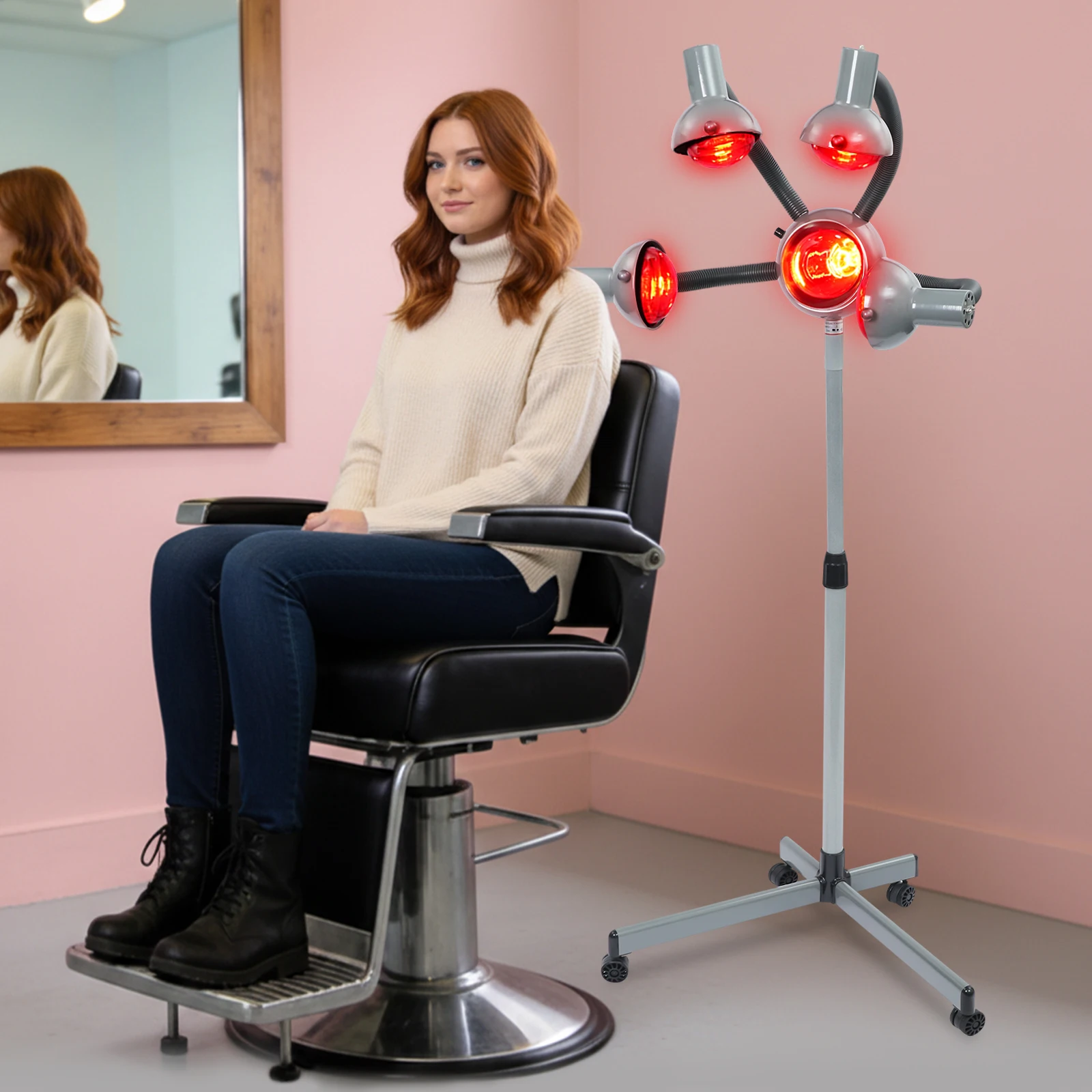  5 Head Hair Heater 950W, Portable Salon Floor Hair Dryer with Wheels & Adjustable Lamp Arms for Salon Barbershop
5 Head Hair Heater 950W, Portable Salon Floor Hair Dryer with Wheels & Adjustable Lamp Arms for Salon Barbershop