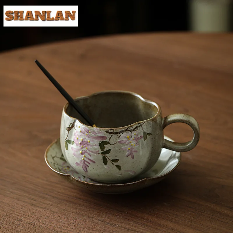 220ml Hand-painted Wisteria Flower Coffee Mug With Plate Beer Cup Afternoon Tea Mug Cup Saucer Kit Office Water Cup Tableware
220ml Hand-painted Wisteria Flower Coffee Mug With Plate Beer Cup Afternoon Tea Mug Cup Saucer Kit Office Water Cup Tableware