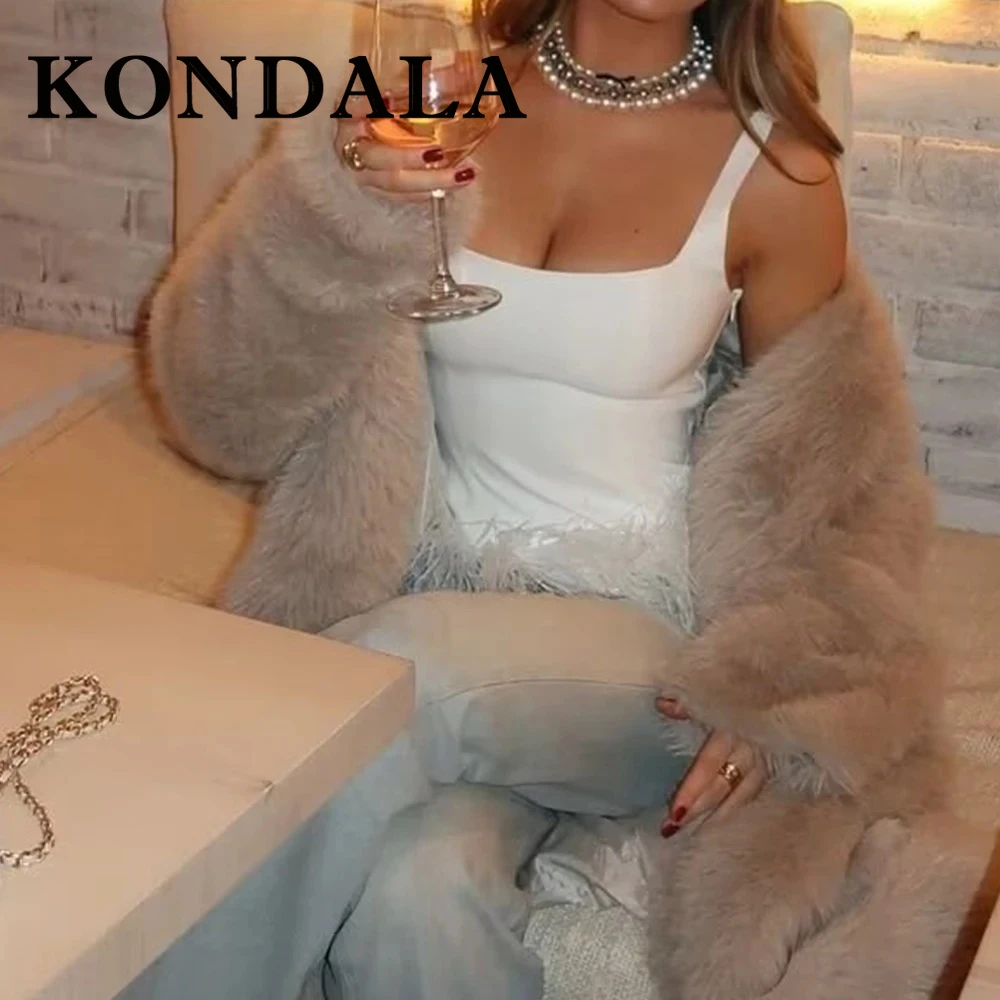 KONDALA Шикарные однотонные белые топы с квадратным вырезом и кисточками, модные 2024, Y2K, сексуальный женский мини-жилет без рукавов с перьями CAMI High Street Club 
KONDALA Шикарные однотонные белые топы с квадратным вырезом и кисточками, модные 2024, Y2K, сексуальный женский мини-жилет без рукавов с перьями CAMI High Street Club