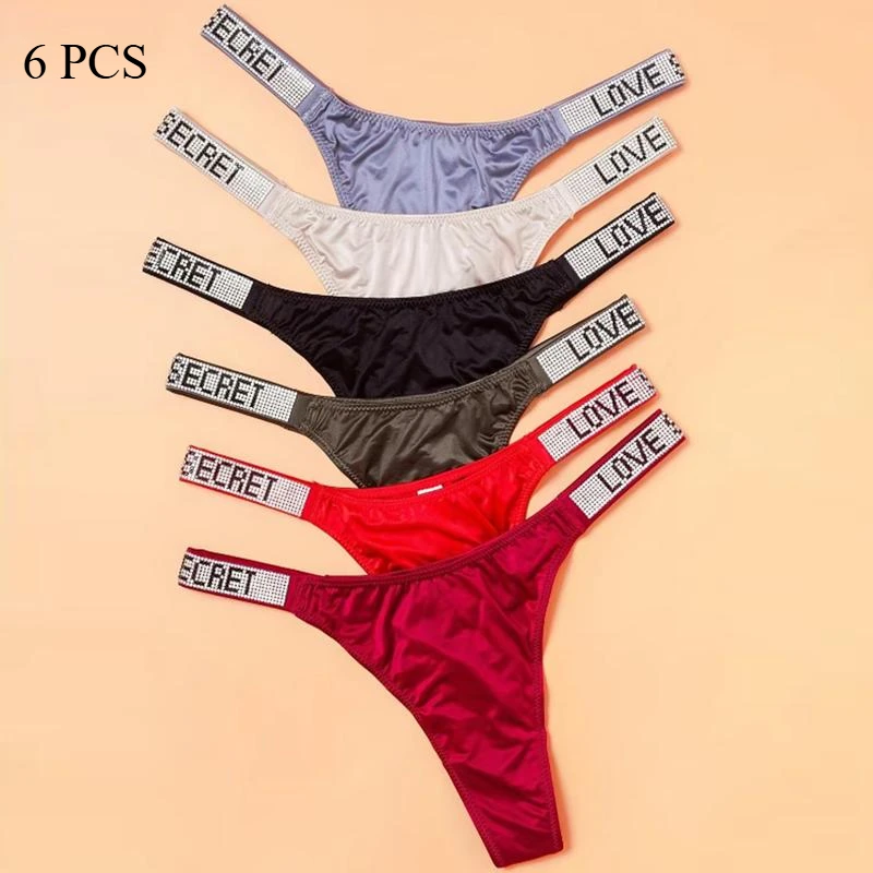 6 Pcs Low Waist Sexy Panties Women Thongs Rhinestones Letter Diamonds G-string Sports Thong Shorts Briefs T-back Fitness S-XL
6 Pcs Low Waist Sexy Panties Women Thongs Rhinestones Letter Diamonds G-string Sports Thong Shorts Briefs T-back Fitness S-XL