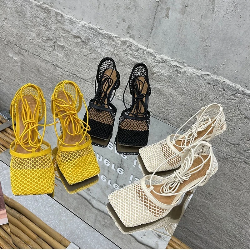 Sexy Women Pumps Sandals Mesh Cross Tie Straps Party Shoes Square Head Open Toe Fashion Stiletto Heels Summer Luxury Women Shoes
Sexy Women Pumps Sandals Mesh Cross Tie Straps Party Shoes Square Head Open Toe Fashion Stiletto Heels Summer Luxury Women Shoes