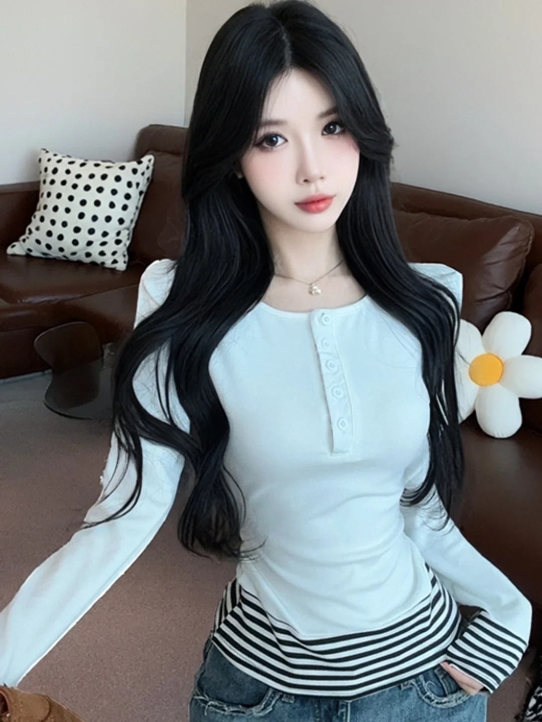 Slim Fit Striped Patchwork Long Sleeve T-Shirt Women's Fashion Autumn New Design Base Layer Shirt Top Skin Friendly Breathable
Slim Fit Striped Patchwork Long Sleeve T-Shirt Women's Fashion Autumn New Design Base Layer Shirt Top Skin Friendly Breathable