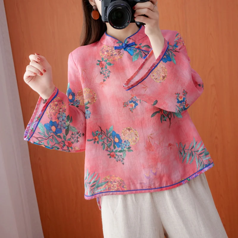 Chinese Style Traditional Clothing Summer Women Tops 2022 New Vintage Printing Female Shirt Loose Thin Blouse Cotton Linen Hanfu
Chinese Style Traditional Clothing Summer Women Tops 2022 New Vintage Printing Female Shirt Loose Thin Blouse Cotton Linen Hanfu