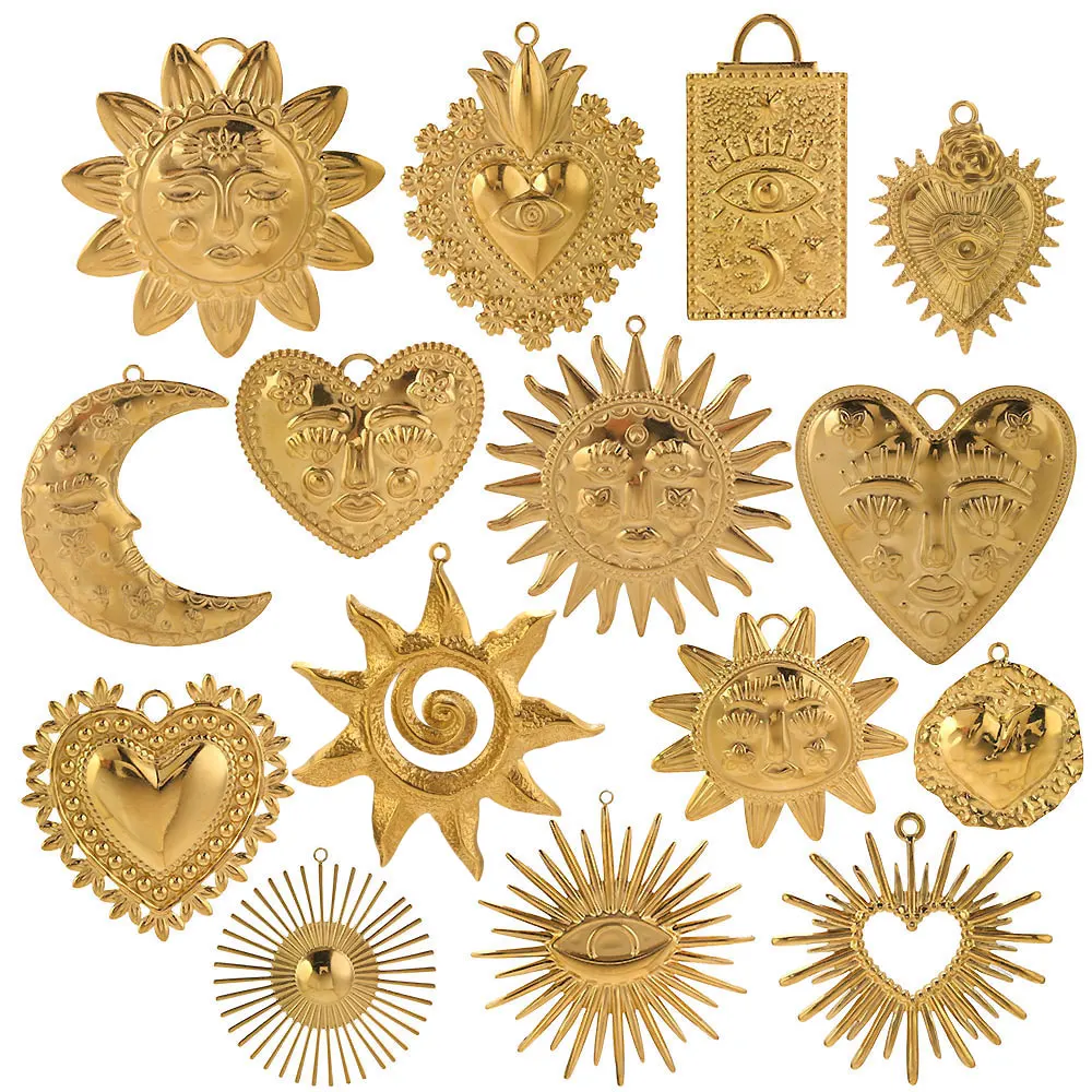 5pcs Stainless Steel Sun Charms For Necklace Jewelry Making Big Pendants Moon Heart Eye Charm DIY Women Jewelry Craft Supplies
5pcs Stainless Steel Sun Charms For Necklace Jewelry Making Big Pendants Moon Heart Eye Charm DIY Women Jewelry Craft Supplies