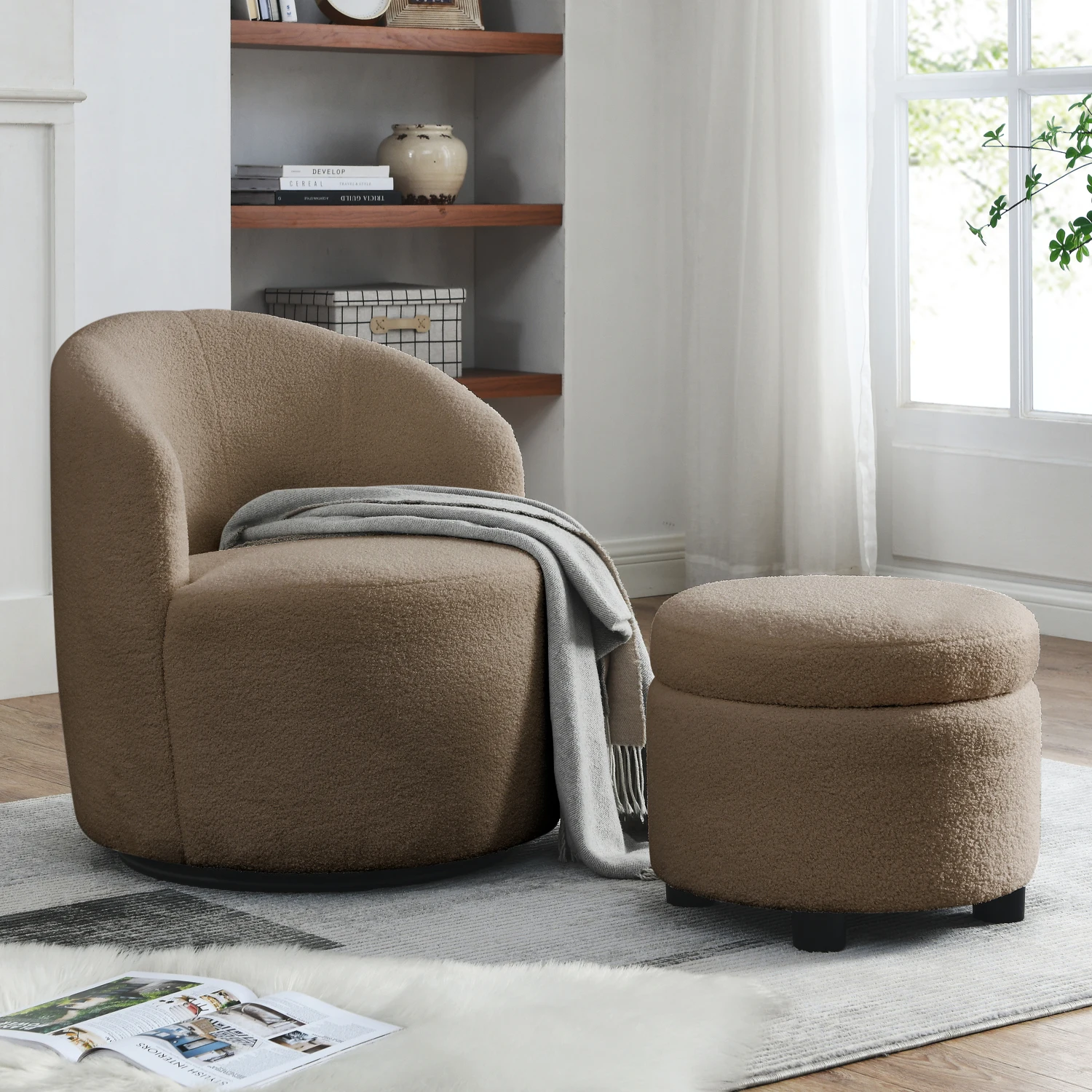 Modern Swivel Barrel Chair with Storage, 360° Swivel Club Chair - Upholstered Armchair for Living Room, Bedroom, Office - Teddy
Modern Swivel Barrel Chair with Storage, 360° Swivel Club Chair - Upholstered Armchair for Living Room, Bedroom, Office - Teddy