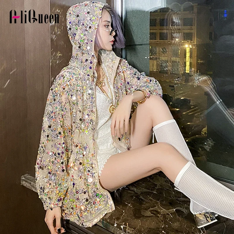 Summer Korean Coats Women Loose Casual Sequins Embroidery Hooded Jacket Lace Sun Protection Clothing Cardigan Jackets Outerwear
Summer Korean Coats Women Loose Casual Sequins Embroidery Hooded Jacket Lace Sun Protection Clothing Cardigan Jackets Outerwear