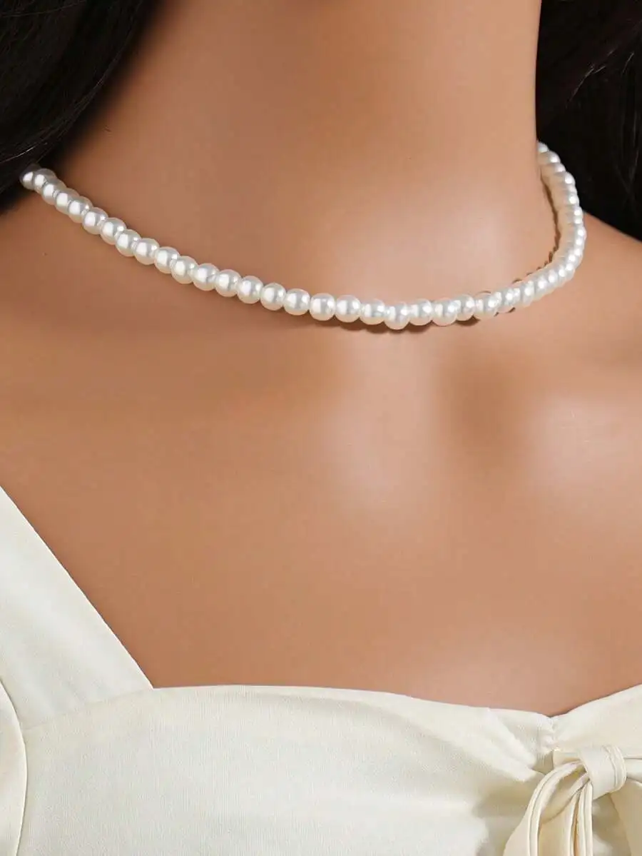 Faux Pearl Choker Necklace For Women Classic Style
Faux Pearl Choker Necklace For Women Classic Style