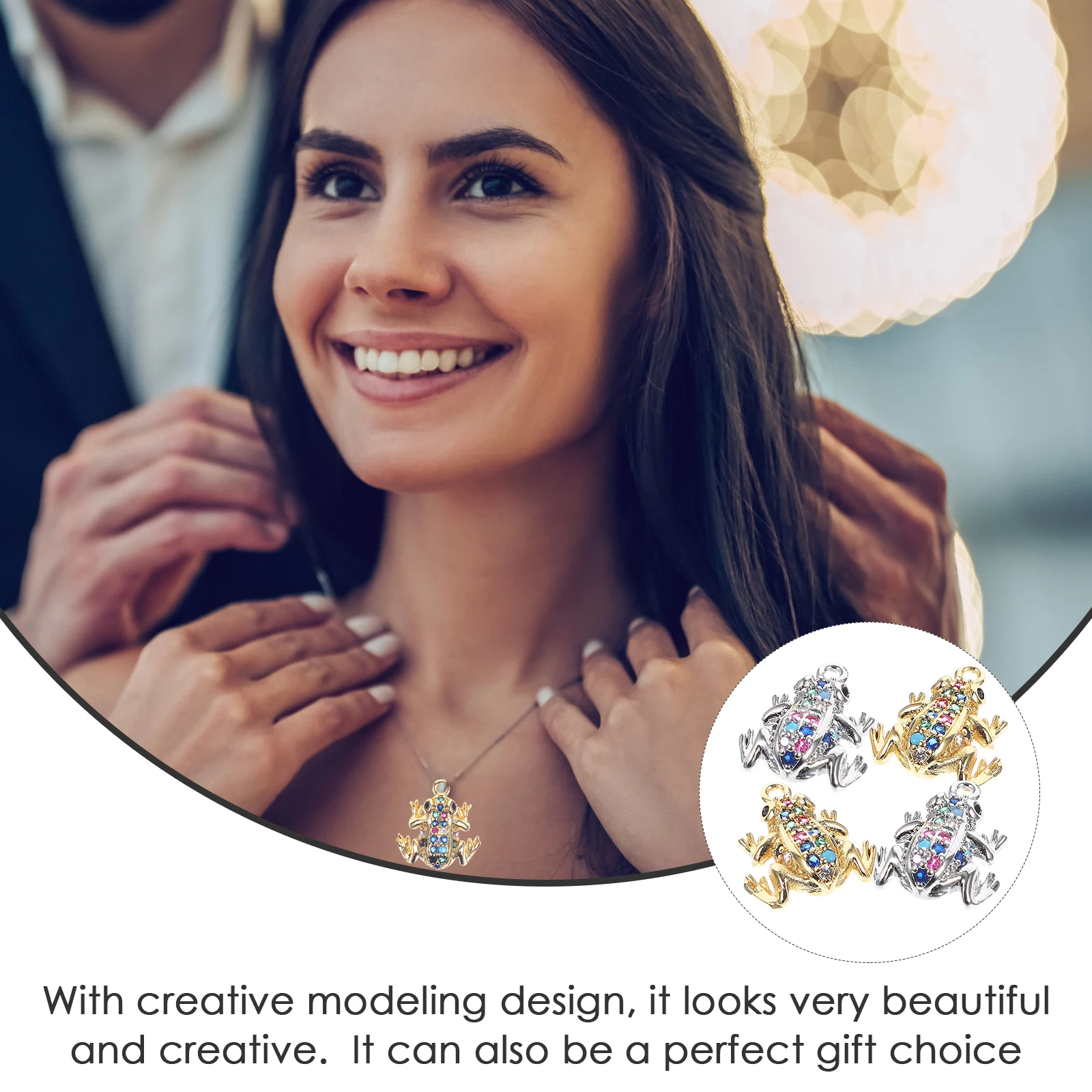 4 Pcs Fancy Color Diamond Frog Pendant Jewelry Making Charms Necklaces for Women Keychain Brass Metal Frogs Hanging Ornament 
4 Pcs Fancy Color Diamond Frog Pendant Jewelry Making Charms Necklaces for Women Keychain Brass Metal Frogs Hanging Ornament