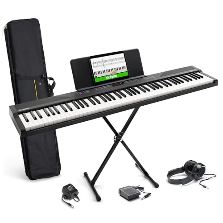 88 Key Keyboard Piano with 480 Sounds, Speakers, USB MIDI, Carry-Bag, Stand, Headphones, Pedal and Piano Lessons for Beginners
88 Key Keyboard Piano with 480 Sounds, Speakers, USB MIDI, Carry-Bag, Stand, Headphones, Pedal and Piano Lessons for Beginners
