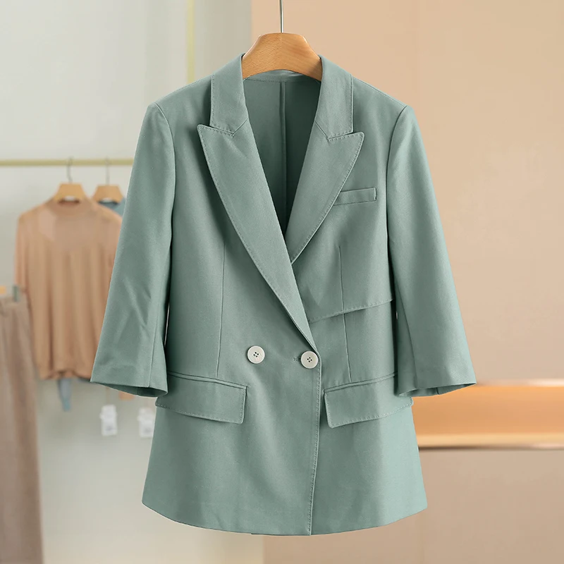 Женский пиджак с зауженной талией и разрезом, рукав 3/4, из вискозы, новая весенняя модель, для офиса и повседневной носки
Женский пиджак с зауженной талией и разрезом, рукав 3/4, из вискозы, новая весенняя модель, для офиса и повседневной носки