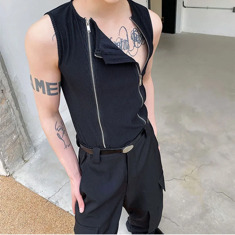 Fashion Men's Double Zipper Tank Tops Summer American Casual Trend Street Style Splicing Design Black Slim Vest
Fashion Men's Double Zipper Tank Tops Summer American Casual Trend Street Style Splicing Design Black Slim Vest