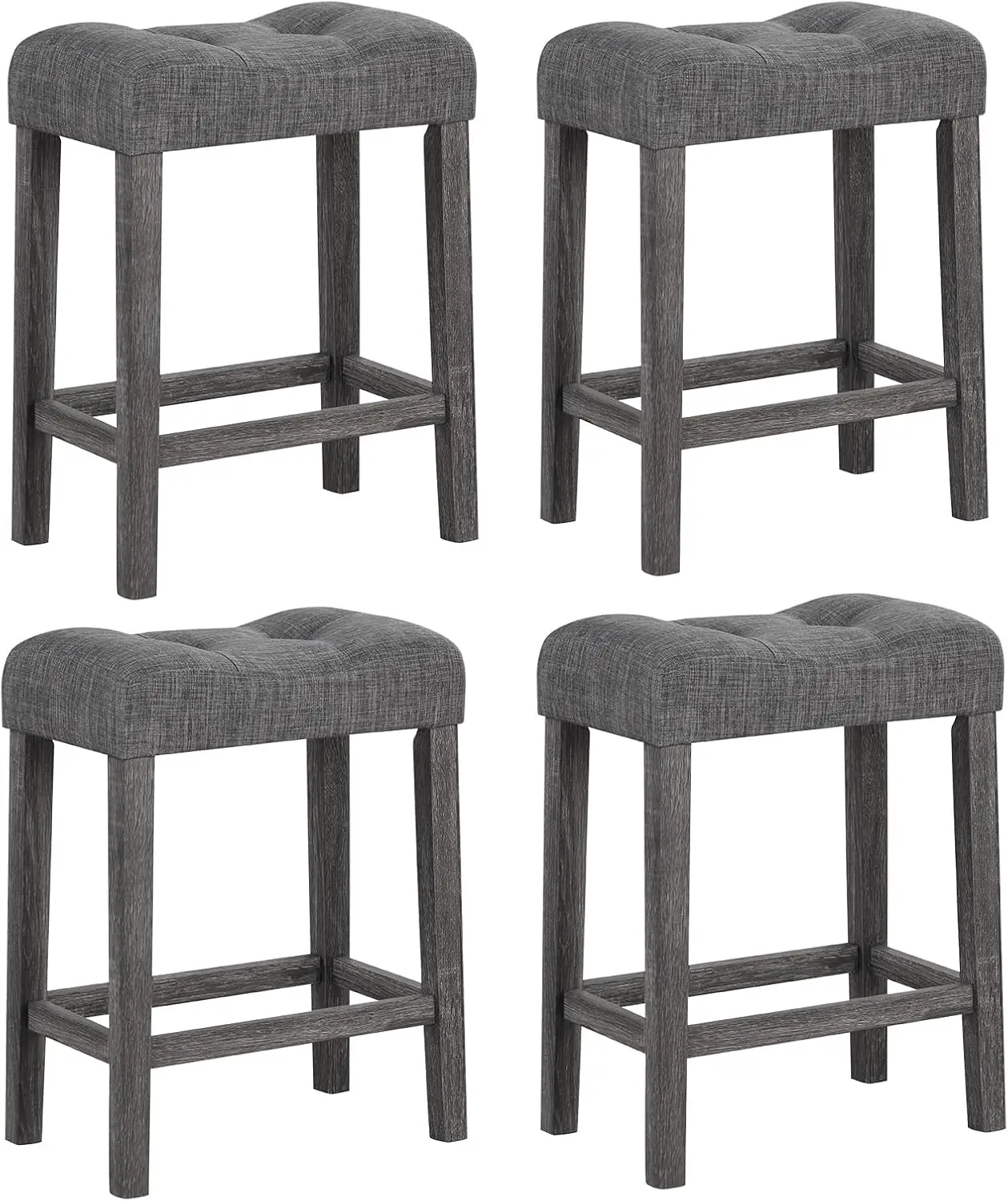 24" Bar Stools Set of 4, Backless Counter Height Saddle Bar Stools w/Padded Seat, Solid Rubber Wood Legs, Farmhouse Linen Fab
24" Bar Stools Set of 4, Backless Counter Height Saddle Bar Stools w/Padded Seat, Solid Rubber Wood Legs, Farmhouse Linen Fab
