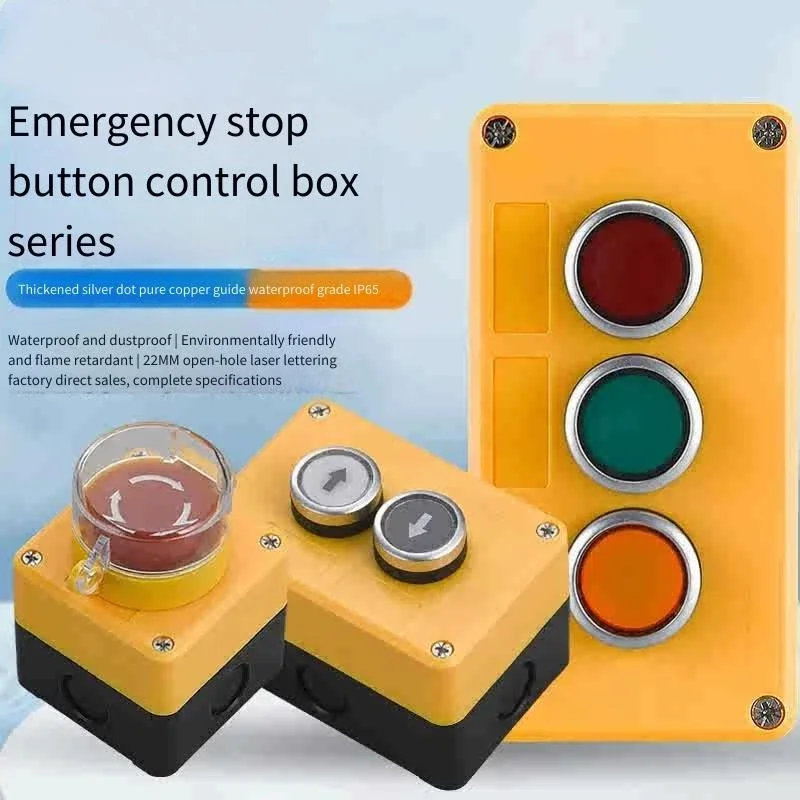 Outdoor Emergency Stop Button Control Box Rainproof Plastic Electrical Control Box with Start Stop Indicator Light 12345 Holes
Outdoor Emergency Stop Button Control Box Rainproof Plastic Electrical Control Box with Start Stop Indicator Light 12345 Holes