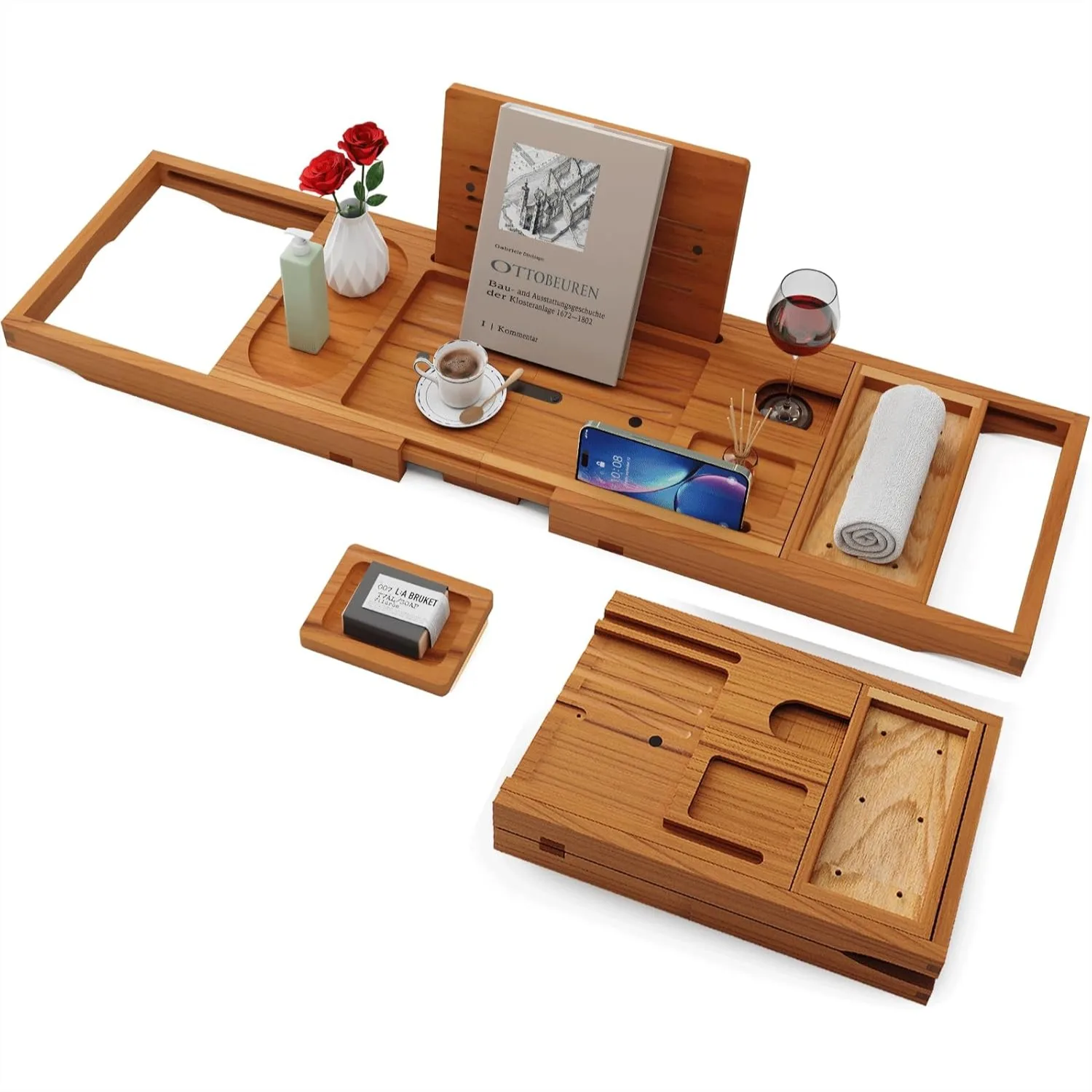 Teak Bathtub Tray for Tub, Expandable Bamboo Bathtub Caddy with Phone & Wine Holder, Waterproof Bath Table for Relaxing Spa
Teak Bathtub Tray for Tub, Expandable Bamboo Bathtub Caddy with Phone & Wine Holder, Waterproof Bath Table for Relaxing Spa