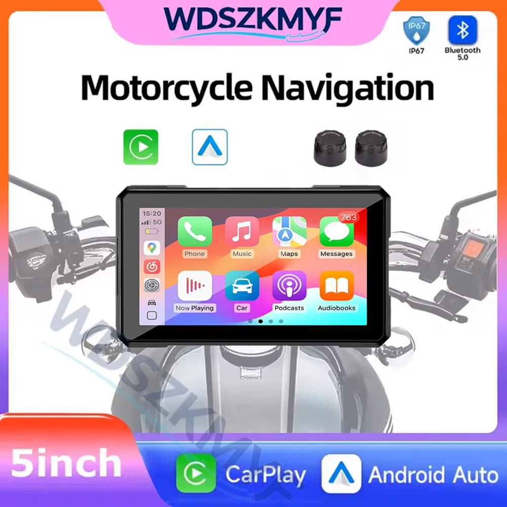 5 Inch Touch Screen Motorcycle Portable Wireless Carplay Android Auto GPS Navigation Display IP67 Waterproof Multimedia Player
5 Inch Touch Screen Motorcycle Portable Wireless Carplay Android Auto GPS Navigation Display IP67 Waterproof Multimedia Player