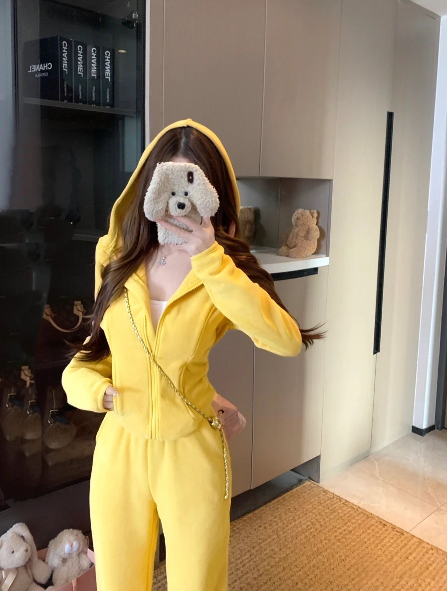 Casual Fleece Hooded Long Sleeve Women's Sportswear Set Pink Micro Flared Pants Two-Piece Suit Winter Commute Style Outfit
Casual Fleece Hooded Long Sleeve Women's Sportswear Set Pink Micro Flared Pants Two-Piece Suit Winter Commute Style Outfit