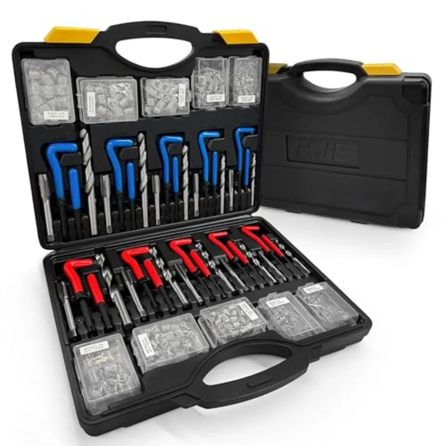 Helicoil Thread Repair Kit, Metric M5-M12 and SAE (1/4"-1/2") Thread Restorer Kit with HSS Drill Bits Taps Thread Inserts Break
Helicoil Thread Repair Kit, Metric M5-M12 and SAE (1/4"-1/2") Thread Restorer Kit with HSS Drill Bits Taps Thread Inserts Break