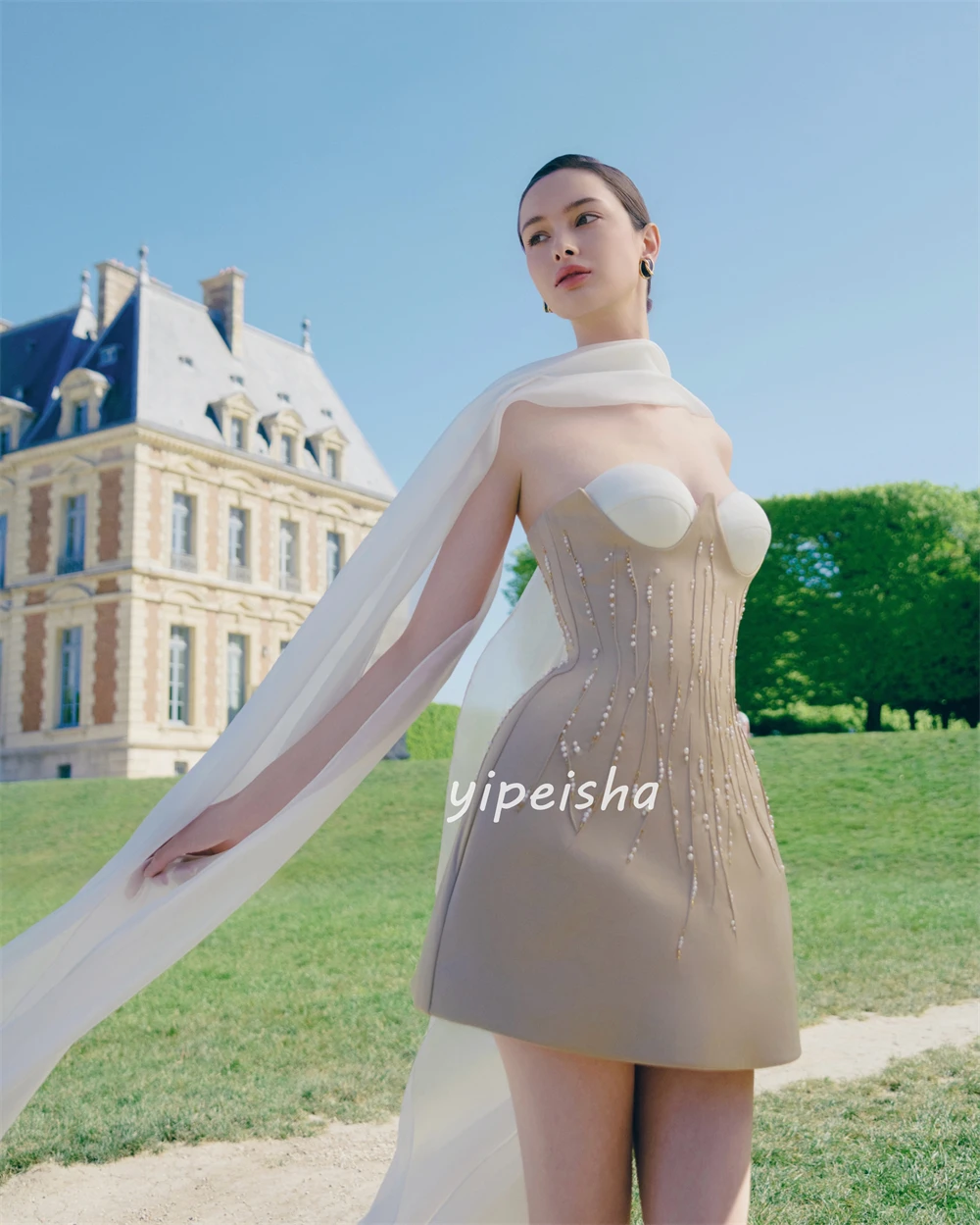 Customized High Quality Women Charmeuse Beading Pleat A-Line Evening Dresses Fashion Strapless Sleeveless Knee Length Dresses
Customized High Quality Women Charmeuse Beading Pleat A-Line Evening Dresses Fashion Strapless Sleeveless Knee Length Dresses