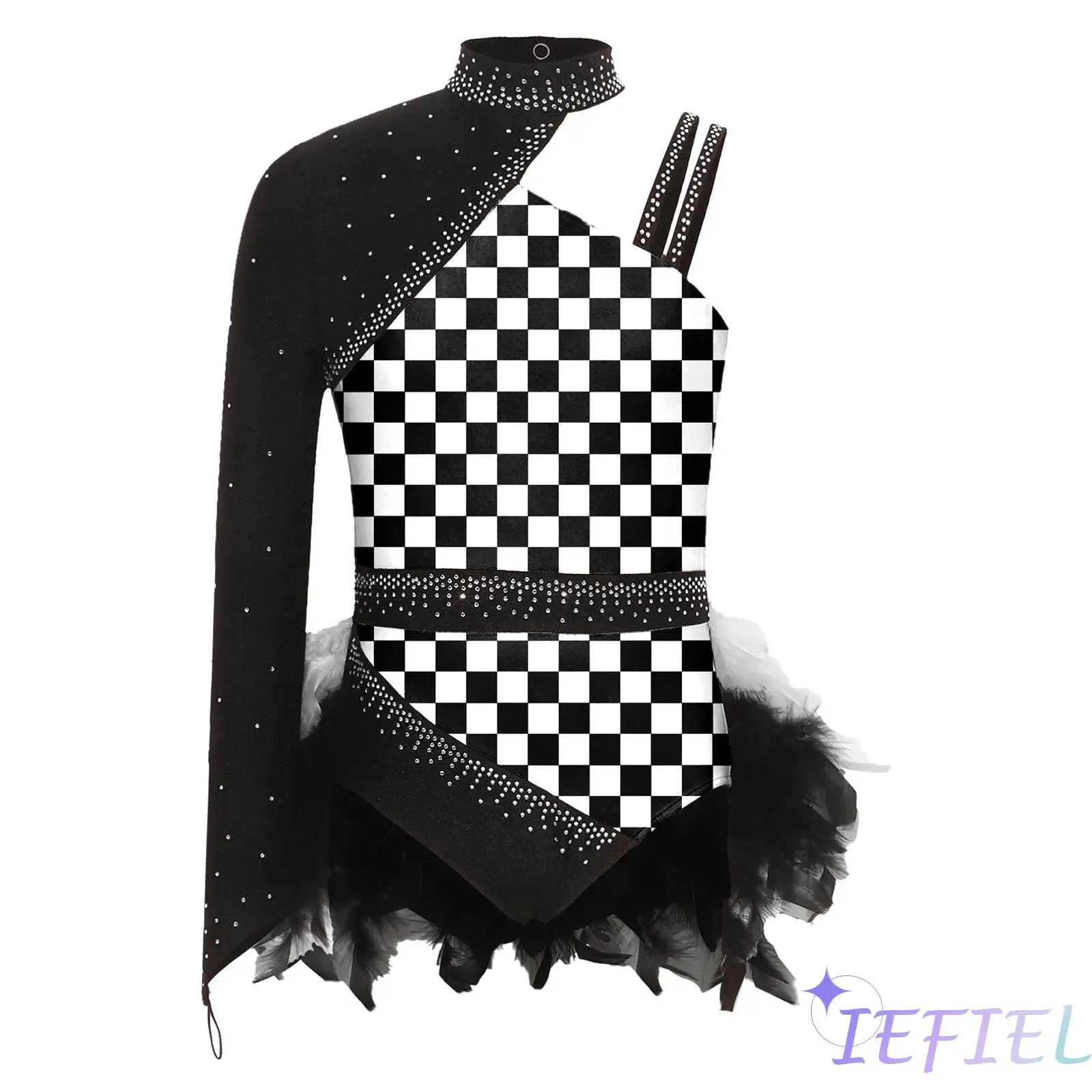 Girls Jazz Dance Performance Bodysuit Rhinestone Sparkly Asymmetrical Sleeve Printed Feather Contrast Leotard Modern Dance Wear
Girls Jazz Dance Performance Bodysuit Rhinestone Sparkly Asymmetrical Sleeve Printed Feather Contrast Leotard Modern Dance Wear
