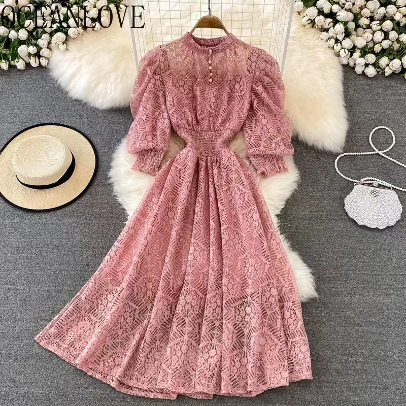 OCEANLOVE кружевное длинное платье с пышными рукавами, однотонное пляжное платье трапециевидной формы, летнее платье Vestidos Mujer, винтажное модное элегантное женское платье 
OCEANLOVE кружевное длинное платье с пышными рукавами, однотонное пляжное платье трапециевидной формы, летнее платье Vestidos Mujer, винтажное модное элегантное женское платье