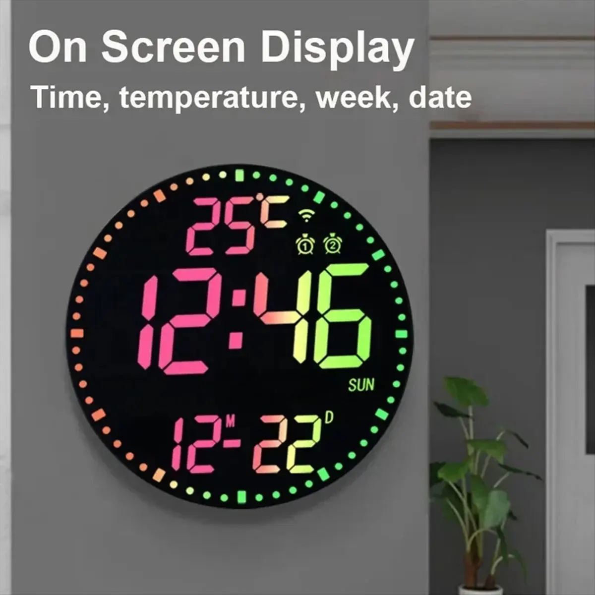 Goodprice Digital Electronic Clock Calendar Wall Clock Living Room Decorative Wall Hanging Colorful Smart Clock B
Goodprice Digital Electronic Clock Calendar Wall Clock Living Room Decorative Wall Hanging Colorful Smart Clock B