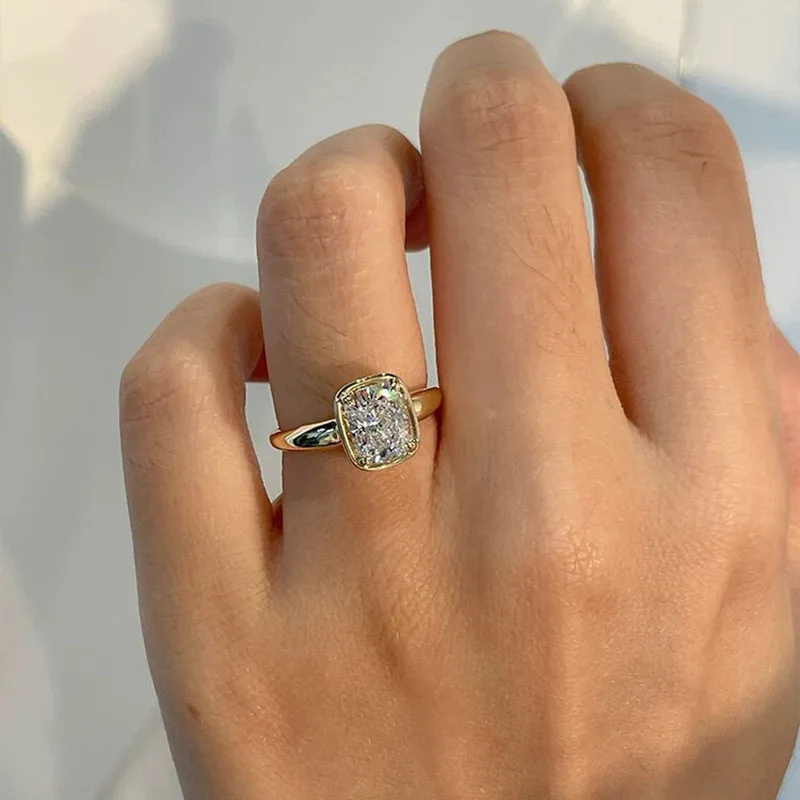 Cushion Cut Solid 14K Yellow gold Ring Wedding Band Jewelry Diamond with IGI Lab grown diamond Engagement Rings for Women
Cushion Cut Solid 14K Yellow gold Ring Wedding Band Jewelry Diamond with IGI Lab grown diamond Engagement Rings for Women