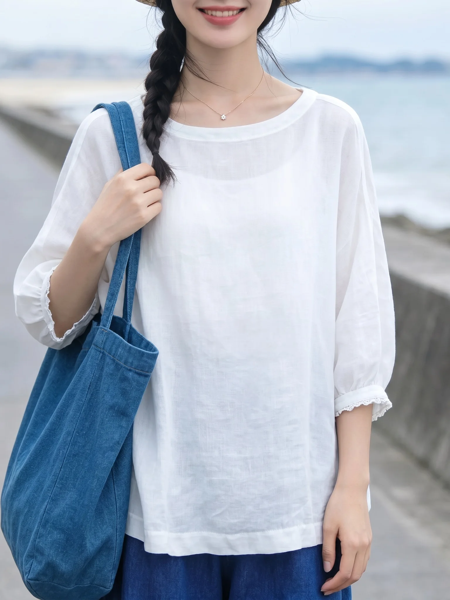Cotton Linen Women's Shirt Cool Tea Costume Bell Sleeve Seven Sleeve Linen Top Summer Autumn One Word Collar Loose Fit Casual
Cotton Linen Women's Shirt Cool Tea Costume Bell Sleeve Seven Sleeve Linen Top Summer Autumn One Word Collar Loose Fit Casual