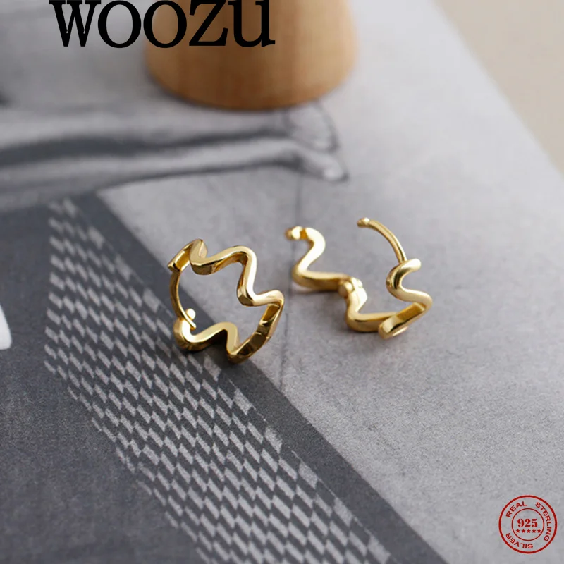WOOZU настоящие серьги-кольца из стерлингового серебра 925 пробы с крутой волной для женщин, темпераментные вечерние, в стиле панк, простой модный дизайн, изящные ювелирные изделия 
WOOZU настоящие серьги-кольца из стерлингового серебра 925 пробы с крутой волной для женщин, темпераментные вечерние, в стиле панк, простой модный дизайн, изящные ювелирные изделия