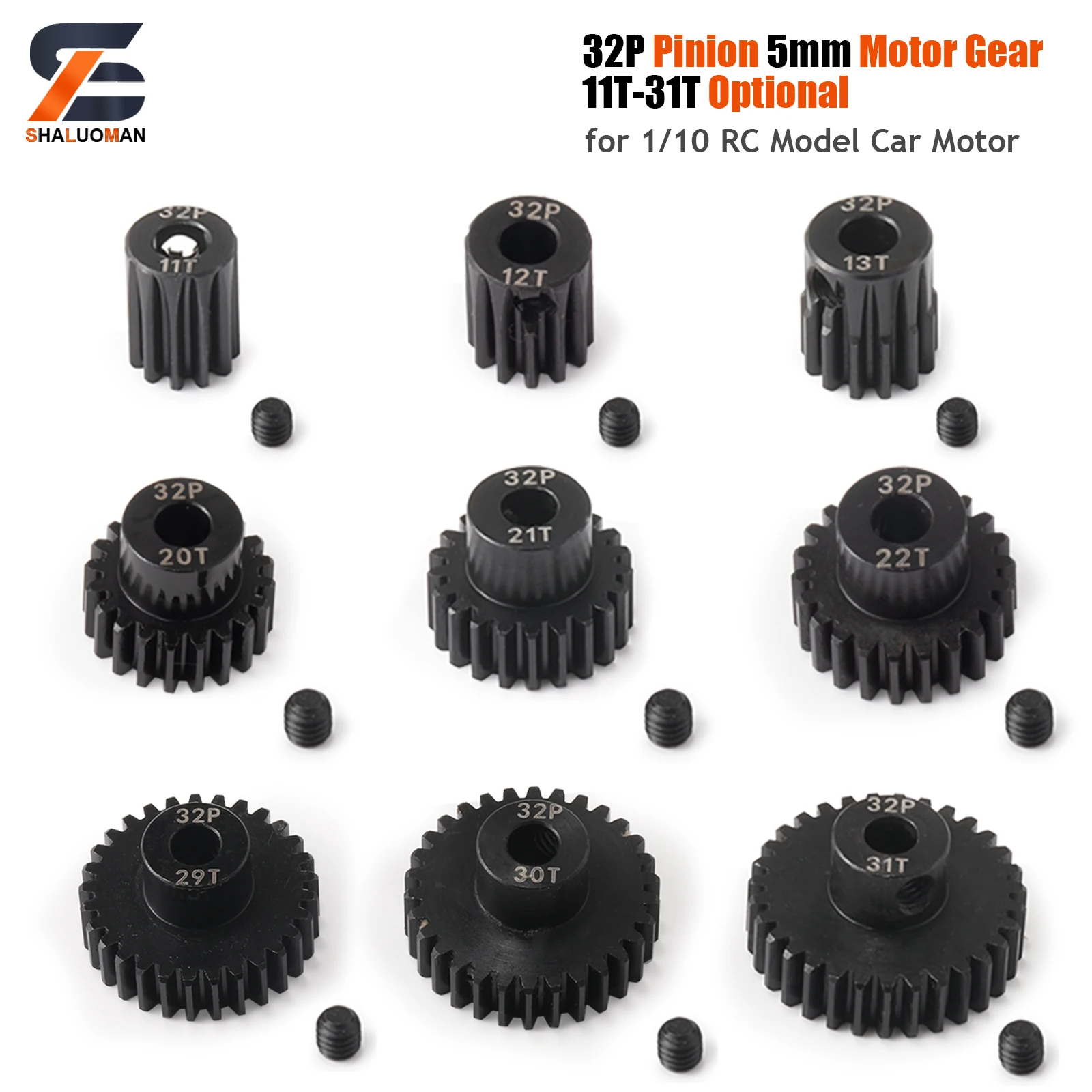32P 5mm 13T 14T 15T 16T 17T 18T 19T 20T 21T Black Hardened Steel Metal Pinion Motor Gear for Traxxas Slash E-Revo 1/10 RC Car
32P 5mm 13T 14T 15T 16T 17T 18T 19T 20T 21T Black Hardened Steel Metal Pinion Motor Gear for Traxxas Slash E-Revo 1/10 RC Car