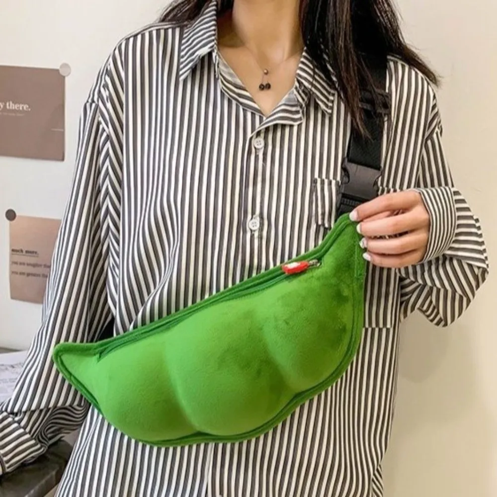 Sweet Creative Edamame Shape Bag Zipper Closure Green Soybean Shoulder Bag Soft Texture Cartoon Plush Messenger Bag Daily Use
Sweet Creative Edamame Shape Bag Zipper Closure Green Soybean Shoulder Bag Soft Texture Cartoon Plush Messenger Bag Daily Use