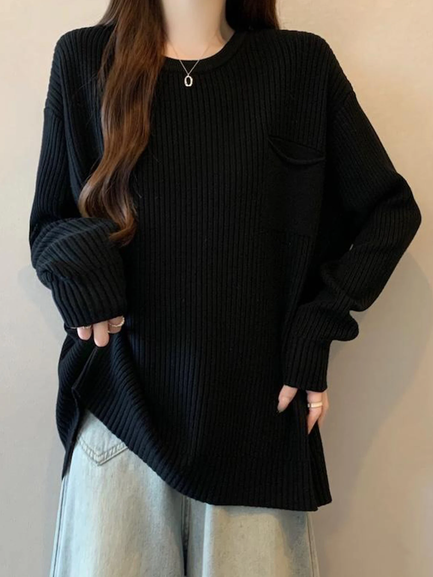 Женский мягкий вязаный пуловер свободного кроя больших размеров, скрывающий живот, теплый, средней длины, с круглым вырезом, для повседневной носки
Женский мягкий вязаный пуловер свободного кроя больших размеров, скрывающий живот, теплый, средней длины, с круглым вырезом, для повседневной носки