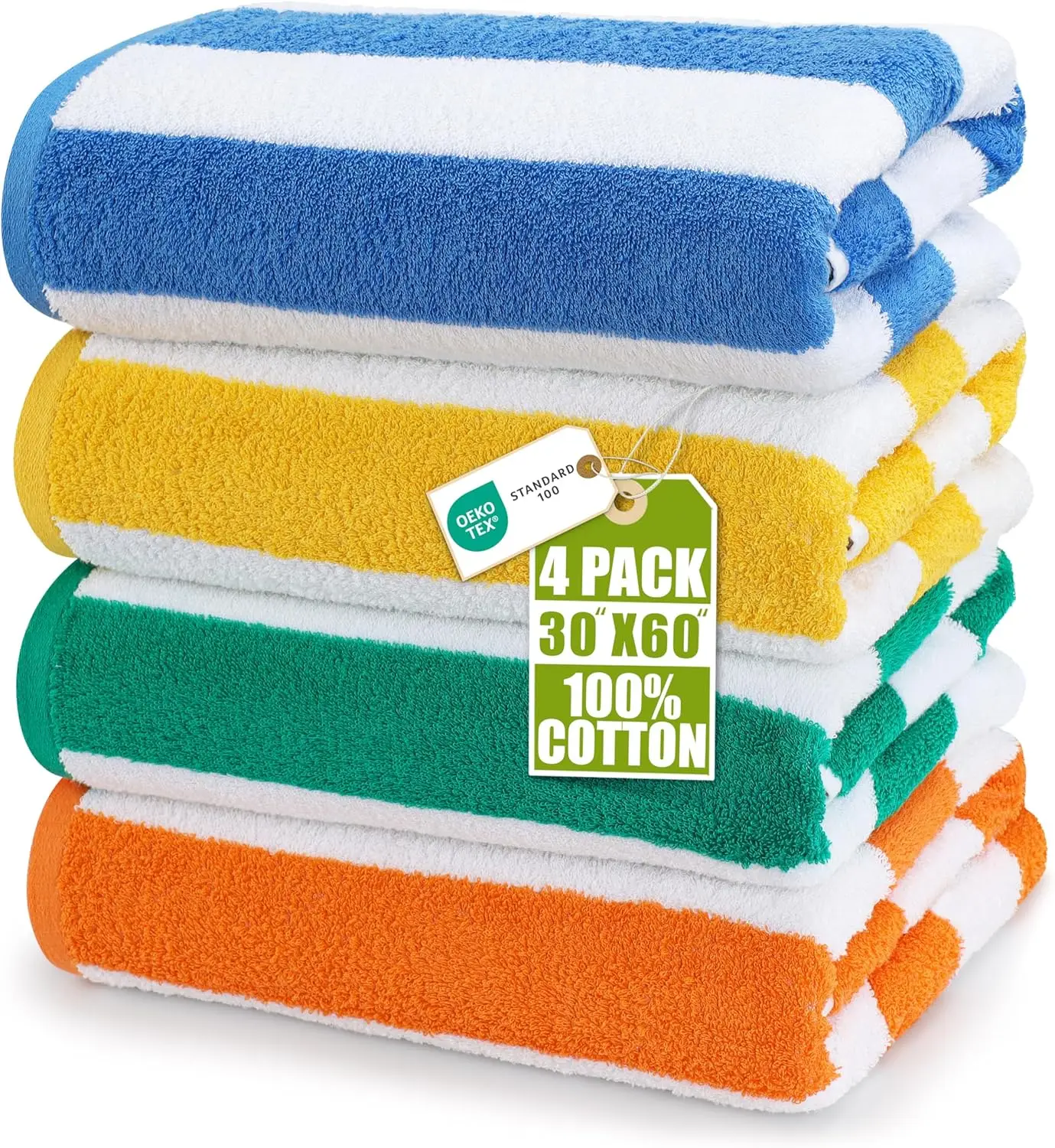 4 Pack Cabana Stripe Beach Towel, 30x60 Inches, Oversized 100% Ringspun Cotton Pool Towels, Highly Absorbent Bath Towels
4 Pack Cabana Stripe Beach Towel, 30x60 Inches, Oversized 100% Ringspun Cotton Pool Towels, Highly Absorbent Bath Towels